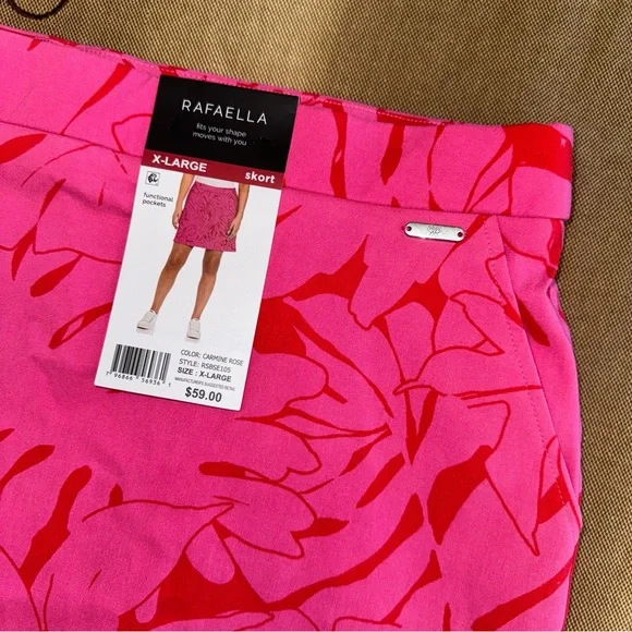 Rafaella NWT! Ladies Stretch Skort With Pockets In Carmine Rose Size XL - Picture 5 of 13
